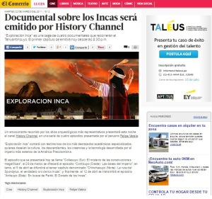Felipe Varela exploración Inca EL COMERCIO